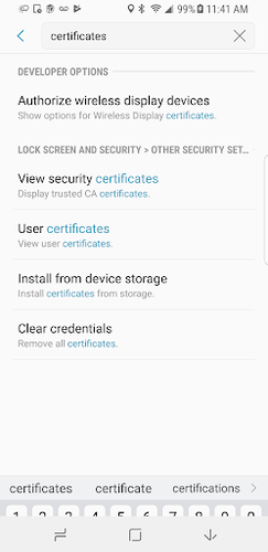 Search for certificates