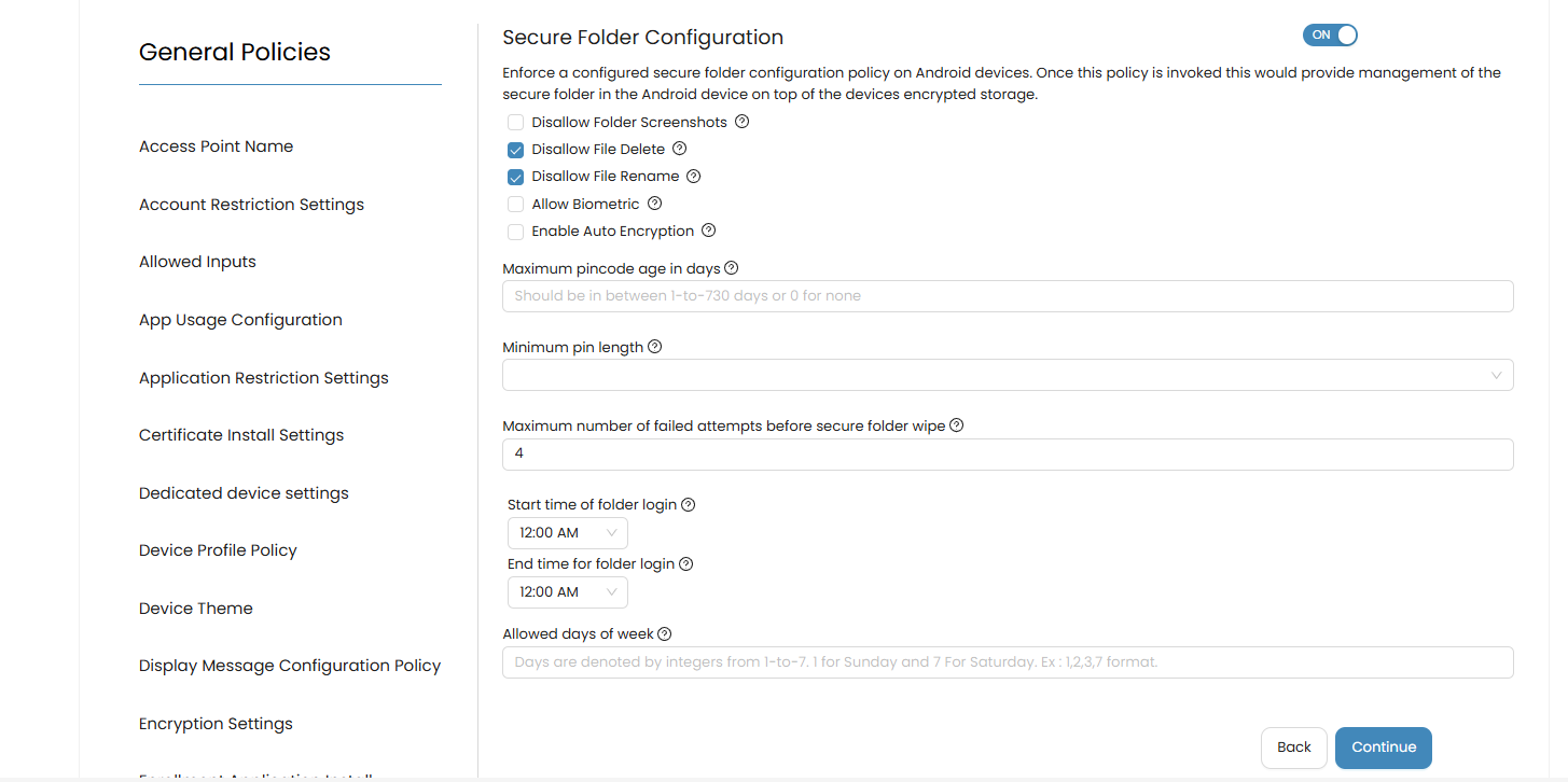 Secure Folder Configuration